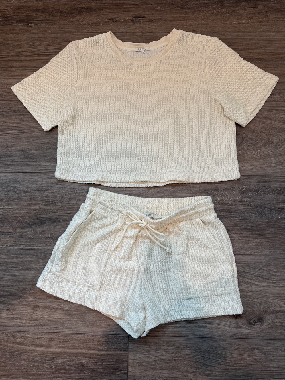 Z Supply Cream Short Sleeve Knit Top - Cozy Cropped Tee